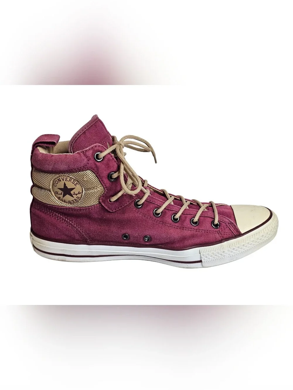 Converse Chuck Taylor All Star High Street Burgundy Maroon Tan Sneakers Men's 12